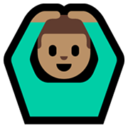 🙆🏽‍♂️ Emoji Mann mit Händen auf dem Kopf: mittlere Hautfarbe Microsoft Windows 11.