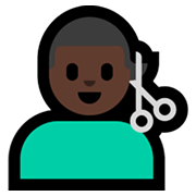 💇🏿‍♂️ Emoji Mann beim Haareschneiden: dunkle Hautfarbe Microsoft Windows 11.
