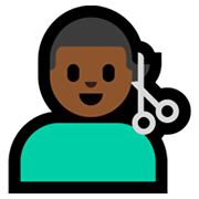 💇🏾‍♂️ Emoji Homem Cortando O Cabelo: Pele Morena Escura na Microsoft Windows 11.