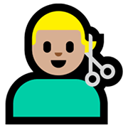 💇🏼‍♂️ Emoji Hombre Cortándose El Pelo: Tono De Piel Claro Medio en Microsoft Windows 11.