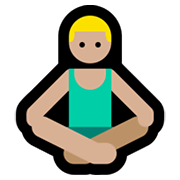 Emoji 🧘🏼‍♂️ Uomo In Posizione Del Loto: Carnagione Abbastanza Chiara su Microsoft Windows 11.