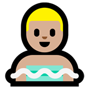 🧖🏼‍♂️ Emoji Hombre En Una Sauna: Tono De Piel Claro Medio en Microsoft Windows 11.