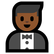 🤵🏾‍♂️ Emoji Mann im Tuxedo: mitteldunkle Hautfarbe Microsoft Windows 11.