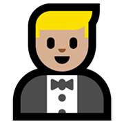 🤵🏼‍♂️ Emoji Hombre Con Esmoquin: Tono De Piel Claro Medio en Microsoft Windows 11.
