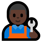 👨🏿‍🔧 Emoji Mecánico: Tono De Piel Oscuro en Microsoft Windows 11.