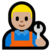 Emoji 👨🏼‍🔧 Meccanico Uomo: Carnagione Abbastanza Chiara su Microsoft Windows 11.