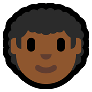 Emoji 👨🏾‍🦱 Uomo: Carnagione Abbastanza Scura E Capelli Ricci su Microsoft Windows 11.