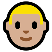 Emoji 👱🏼‍♂️ Uomo Biondo: Carnagione Abbastanza Chiara su Microsoft Windows 11.
