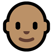 Emoji 👨🏽‍🦲 Uomo: Carnagione Olivastra E Calvo su Microsoft Windows 11.