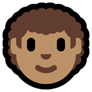 👨🏽‍🦱 Emoji Mann: mittlere Hautfarbe, lockiges Haar Microsoft Windows 11.