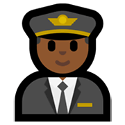👨🏾‍✈️ Emoji Piloto De Avião Homem: Pele Morena Escura na Microsoft Windows 11.