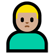 🙎🏼‍♂️ Emoji Homem Fazendo Bico: Pele Morena Clara na Microsoft Windows 11.