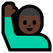 Emoji 🙋🏿‍♂️ Uomo Con Mano Alzata: Carnagione Scura su Microsoft Windows 11.