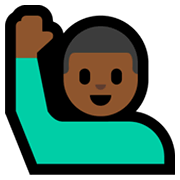 Emoji 🙋🏾‍♂️ Uomo Con Mano Alzata: Carnagione Abbastanza Scura su Microsoft Windows 11.