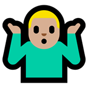 🤷🏼‍♂️ Emoji Hombre Encogido De Hombros: Tono De Piel Claro Medio en Microsoft Windows 11.