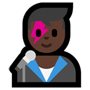 👨🏿‍🎤 Emoji Cantante Hombre: Tono De Piel Oscuro en Microsoft Windows 11.