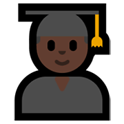 Emoji 👨🏿‍🎓 Studente: Carnagione Scura su Microsoft Windows 11.