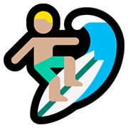 Emoji 🏄🏼‍♂️ Surfista Uomo: Carnagione Abbastanza Chiara su Microsoft Windows 11.