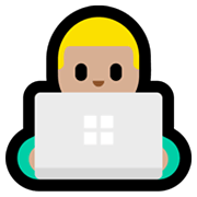 Emoji 👨🏼‍💻 Tecnologo: Carnagione Abbastanza Chiara su Microsoft Windows 11.