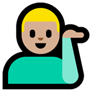 Emoji 💁🏼‍♂️ Uomo Con Suggerimento: Carnagione Abbastanza Chiara su Microsoft Windows 11.