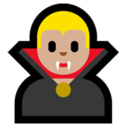 Emoji 🧛🏼‍♂️ Vampiro Uomo: Carnagione Abbastanza Chiara su Microsoft Windows 11.