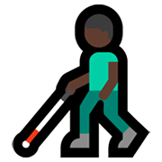 👨🏿‍🦯 Emoji Hombre Con Bastón: Tono De Piel Oscuro en Microsoft Windows 11.