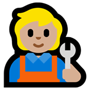 🧑🏼‍🔧 Emoji Mechaniker(in): mittelhelle Hautfarbe Microsoft Windows 11.