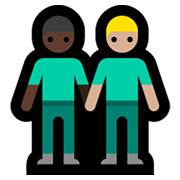 👨🏿‍🤝‍👨🏼 Emoji händchenhaltende Männer: dunkle Hautfarbe, mittelhelle Hautfarbe Microsoft Windows 11.