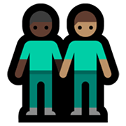👨🏿‍🤝‍👨🏽 Emoji händchenhaltende Männer: dunkle Hautfarbe, mittlere Hautfarbe Microsoft Windows 11.