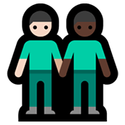 👨🏻‍🤝‍👨🏿 Emoji händchenhaltende Männer: helle Hautfarbe, dunkle Hautfarbe Microsoft Windows 11.