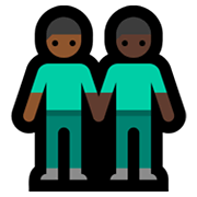 Emoji 👨🏾‍🤝‍👨🏿 Due Uomini Che Si Tengono Per Mano: Carnagione Abbastanza Scura E Carnagione Scura su Microsoft Windows 11.