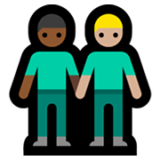 Emoji 👨🏾‍🤝‍👨🏼 Due Uomini Che Si Tengono Per Mano: Carnagione Abbastanza Scura E Carnagione Abbastanza Chiara su Microsoft Windows 11.