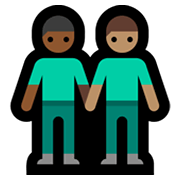 Emoji 👨🏾‍🤝‍👨🏽 Due Uomini Che Si Tengono Per Mano: Carnagione Abbastanza Scura E Carnagione Olivastra su Microsoft Windows 11.