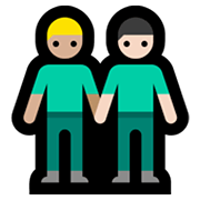 Emoji 👨🏼‍🤝‍👨🏻 Due Uomini Che Si Tengono Per Mano: Carnagione Abbastanza Chiara E Carnagione Chiara su Microsoft Windows 11.