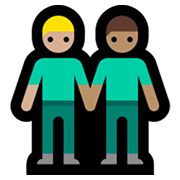 Émoji 👨🏼‍🤝‍👨🏽 Deux Hommes Se Tenant La Main : Peau Moyennement Claire Et Peau Légèrement Mate sur Microsoft Windows 11.
