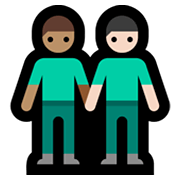 Emoji 👨🏽‍🤝‍👨🏻 Due Uomini Che Si Tengono Per Mano: Carnagione Olivastra E Carnagione Chiara su Microsoft Windows 11.
