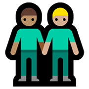 Émoji 👨🏽‍🤝‍👨🏼 Deux Hommes Se Tenant La Main : Peau Légèrement Mate Et Peau Moyennement Claire sur Microsoft Windows 11.