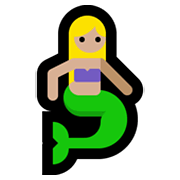 Emoji 🧜🏼‍♀️ Sirena Donna: Carnagione Abbastanza Chiara su Microsoft Windows 11.