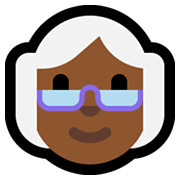 👵🏾 Emoji Idosa: Pele Morena Escura na Microsoft Windows 11.