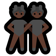 👯🏿 Emoji Personas Con Orejas De Conejo: Tono De Piel Oscuro en Microsoft Windows 11.