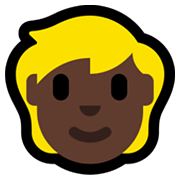 👱🏿 Emoji Persona Adulta Rubia: Tono De Piel Oscuro en Microsoft Windows 11.