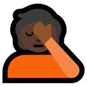 🤦🏿 Emoji sich an den Kopf fassende Person: dunkle Hautfarbe Microsoft Windows 11.