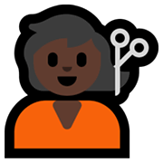 💇🏿 Emoji Persona Cortándose El Pelo: Tono De Piel Oscuro en Microsoft Windows 11.