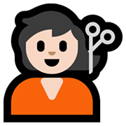 💇🏻 Emoji Pessoa Cortando O Cabelo: Pele Clara na Microsoft Windows 11.