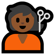 💇🏾 Emoji Pessoa Cortando O Cabelo: Pele Morena Escura na Microsoft Windows 11.
