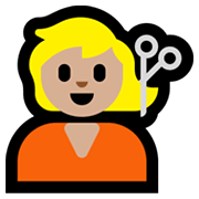 Emoji 💇🏼 Taglio Di Capelli: Carnagione Abbastanza Chiara su Microsoft Windows 11.