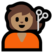 💇🏽 Emoji Pessoa Cortando O Cabelo: Pele Morena na Microsoft Windows 11.