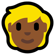 👱🏾 Emoji Pessoa: Pele Morena Escura E Cabelo Louro na Microsoft Windows 11.