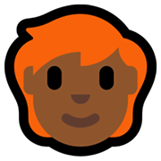 🧑🏾‍🦰 Emoji Erwachsener: mitteldunkle Hautfarbe, rotes Haar Microsoft Windows 11.
