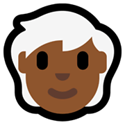 Émoji 🧑🏾‍🦳 Adulte : Peau Mate Et Cheveux Blancs sur Microsoft Windows 11.